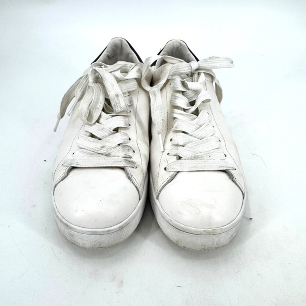 Coach C101 Mens White Leather Low Top Sneakers Navy Heel G1245 Size 13D - Picture 4 of 6
